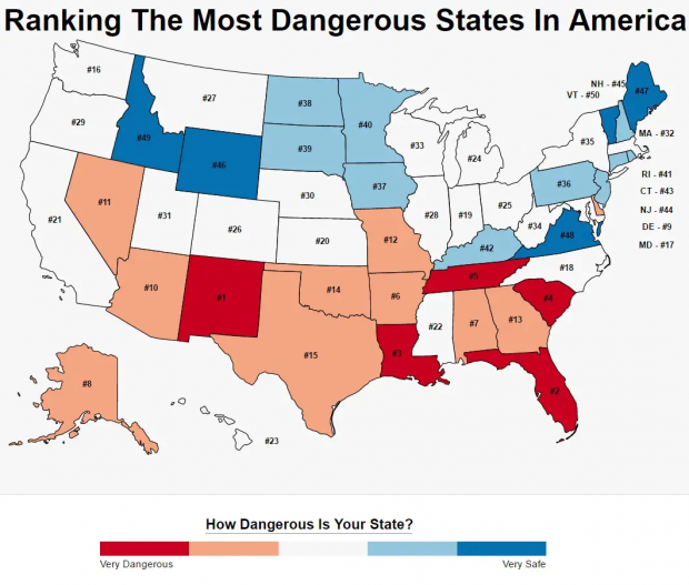 Most Dangerous States in America by Crime Rate | The Daily Bell